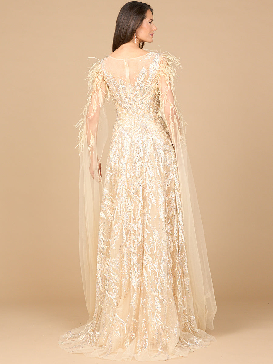 V-Ausschnitt Spitzenkleid mit Cape-Ärmeln
