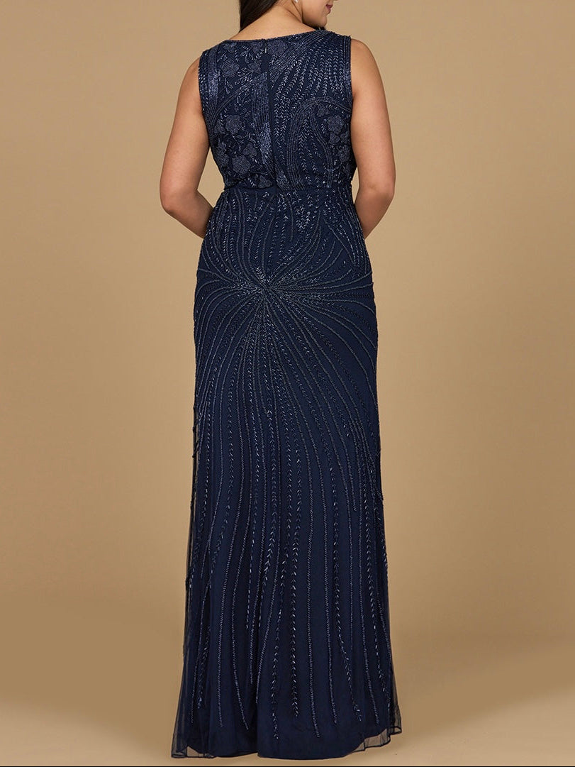 Asymmetrisches, perlenverziertes Ballkleid