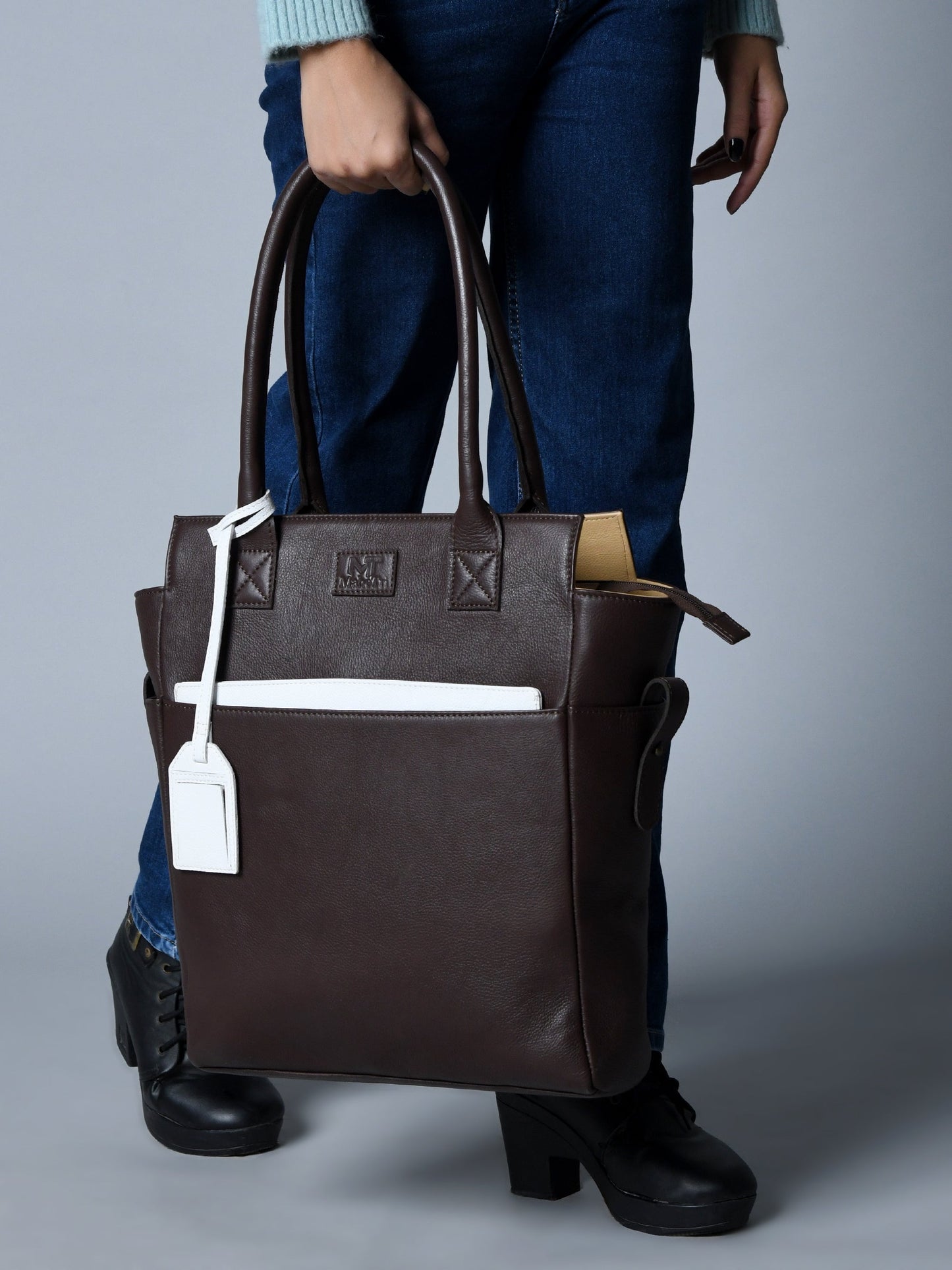 Kastanie Charm Braune Leder Tragetasche