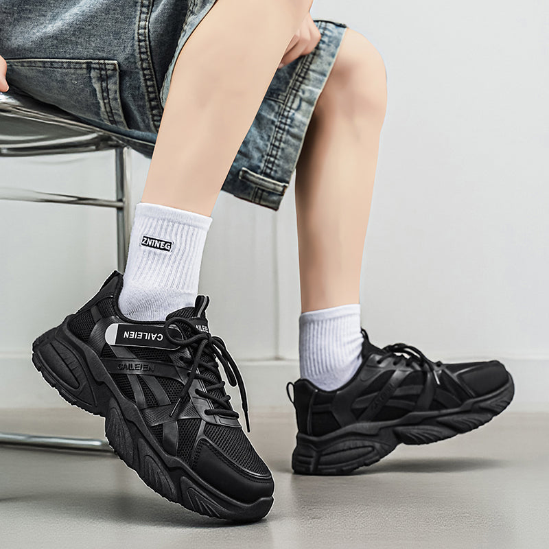 New Men's Breathable Mesh Sneakers, Trendy Versatile Anti-slip Chunky Sole Casual Dad Shoes For Men