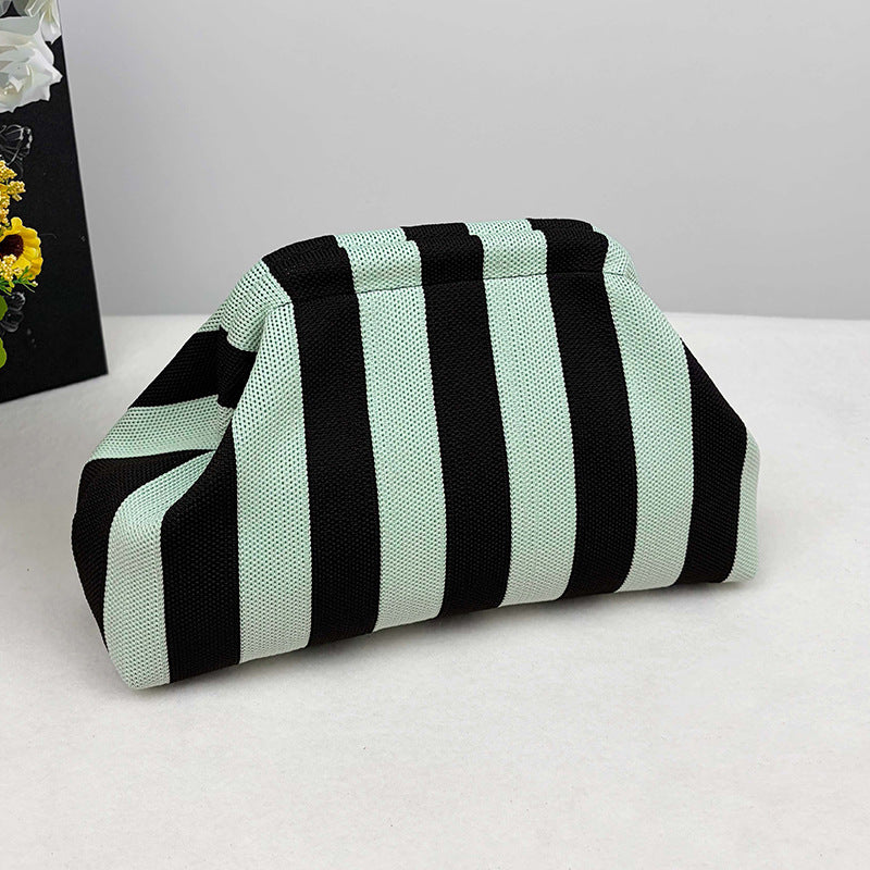 Womens Knitted Bag Striped Clutch