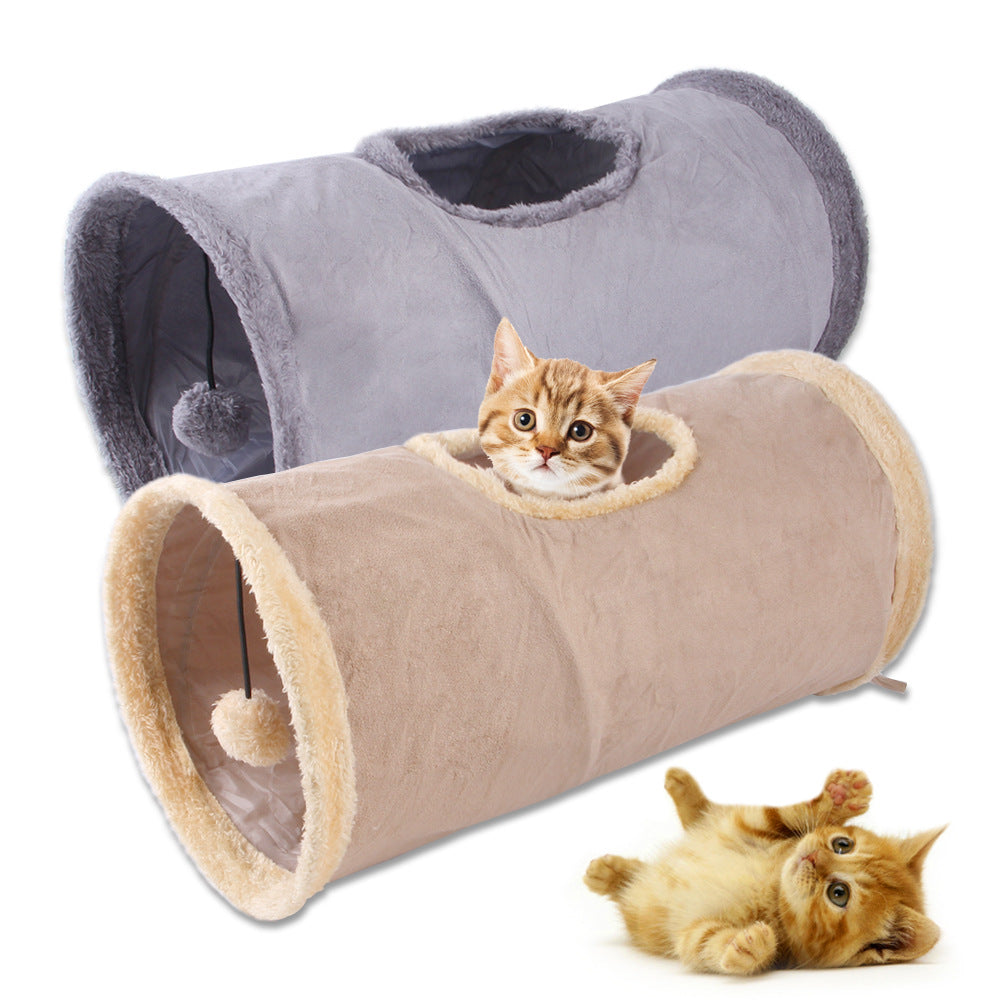 Folding Suede Cat Tunnel Toy Folding Compact For Storage