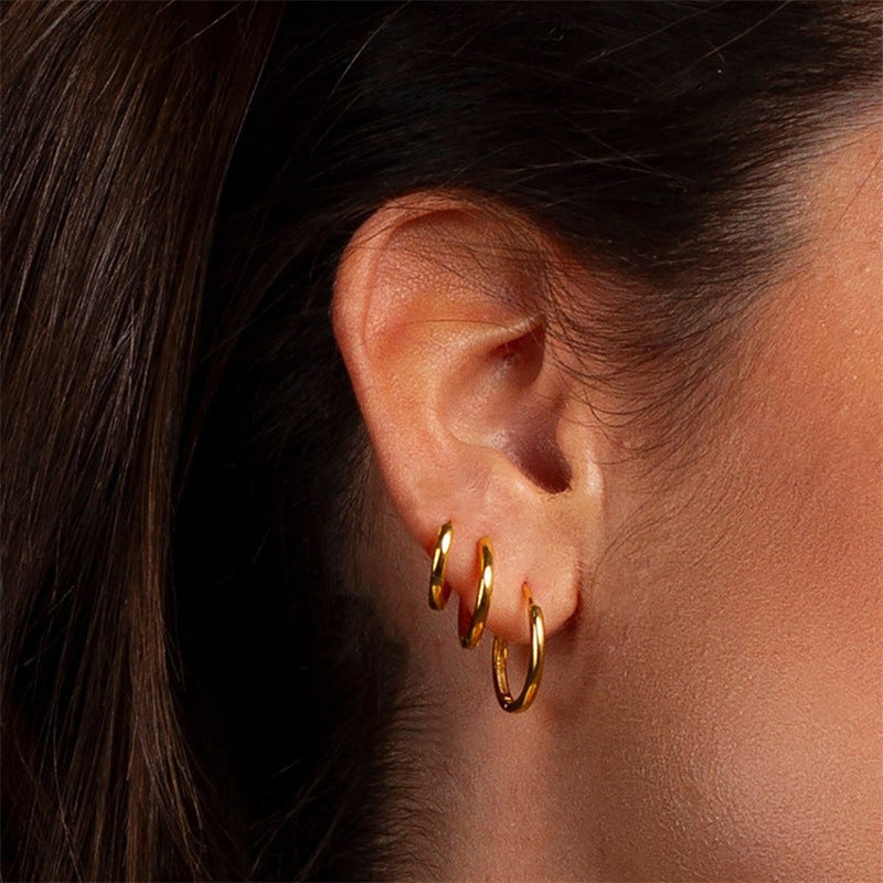 European And American Stainless Steel Hoop Earrings Minimalist Style