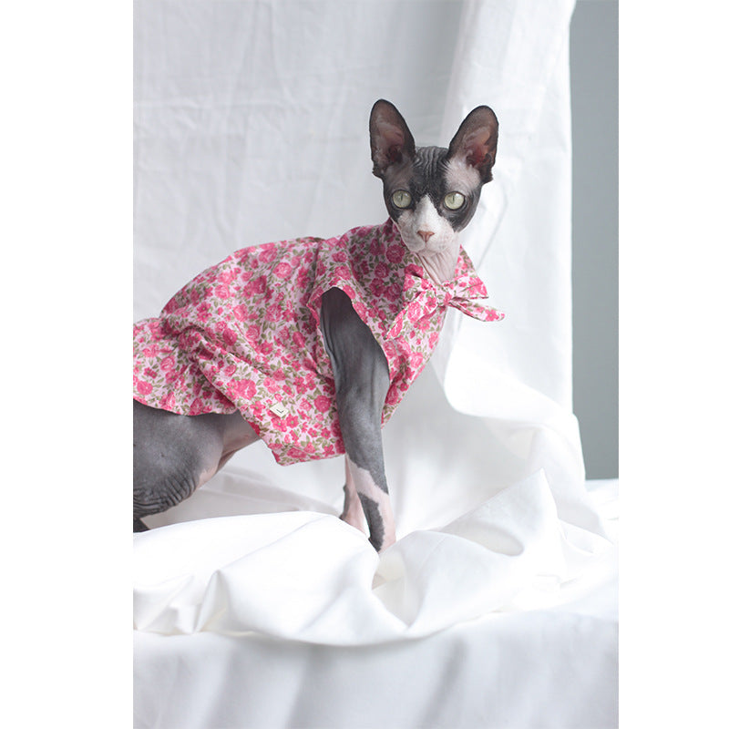 Cat Clothes Summer Thin Floral Dress Sphinx Hairless