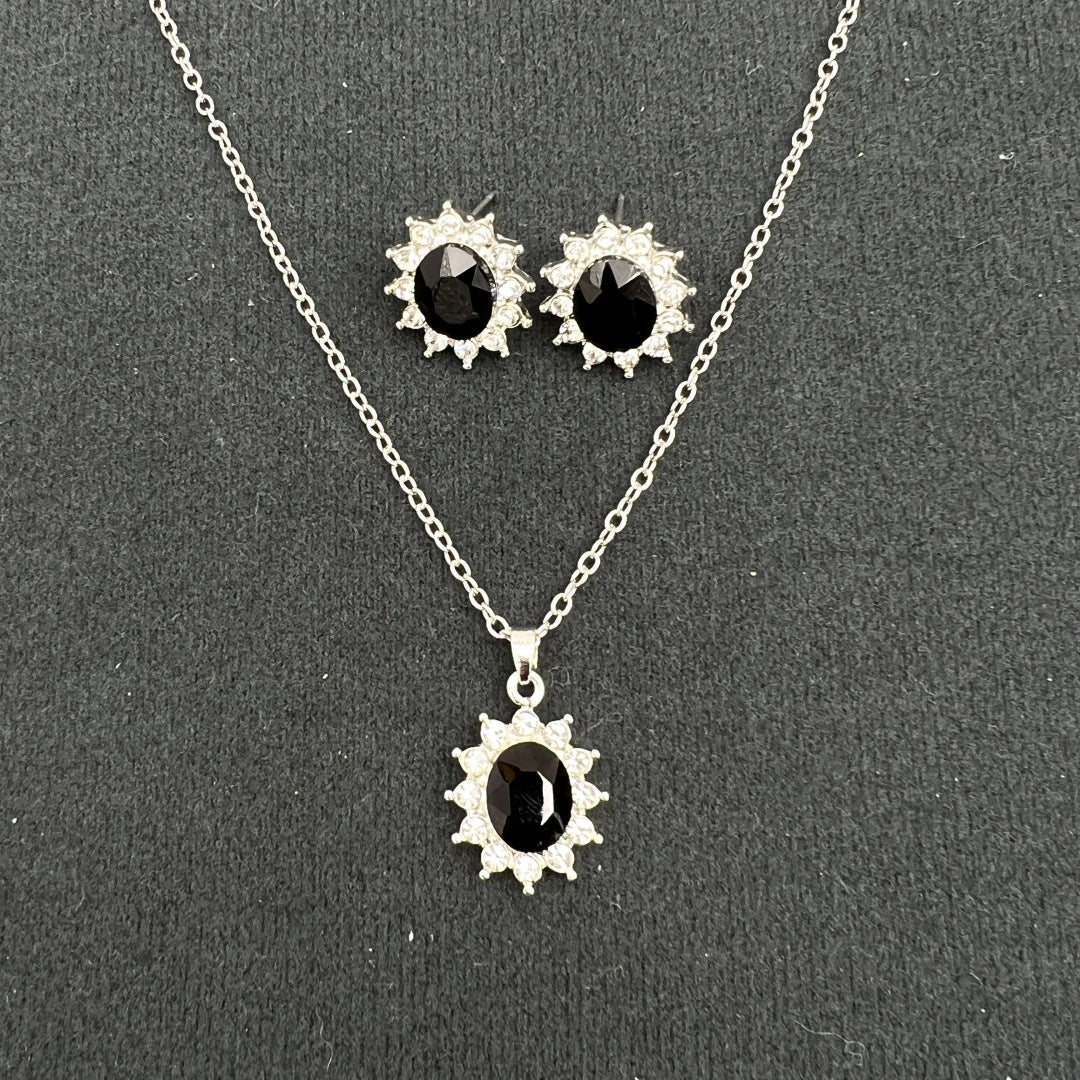 European And American Fashion SUNFLOWER Zircon Ear Stud Necklace Suit