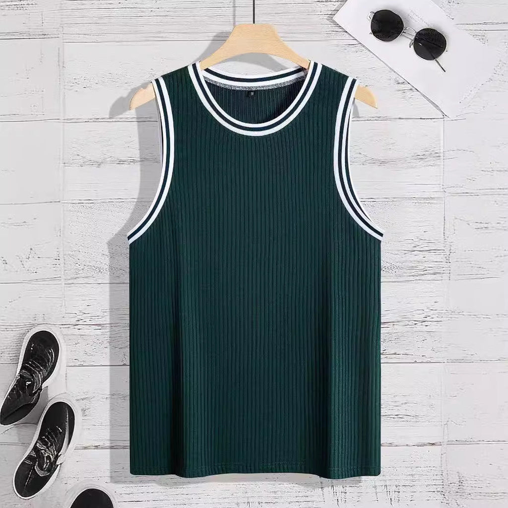 Knitted Vertical Stripes Fitness Sports Slim-fitting Vest