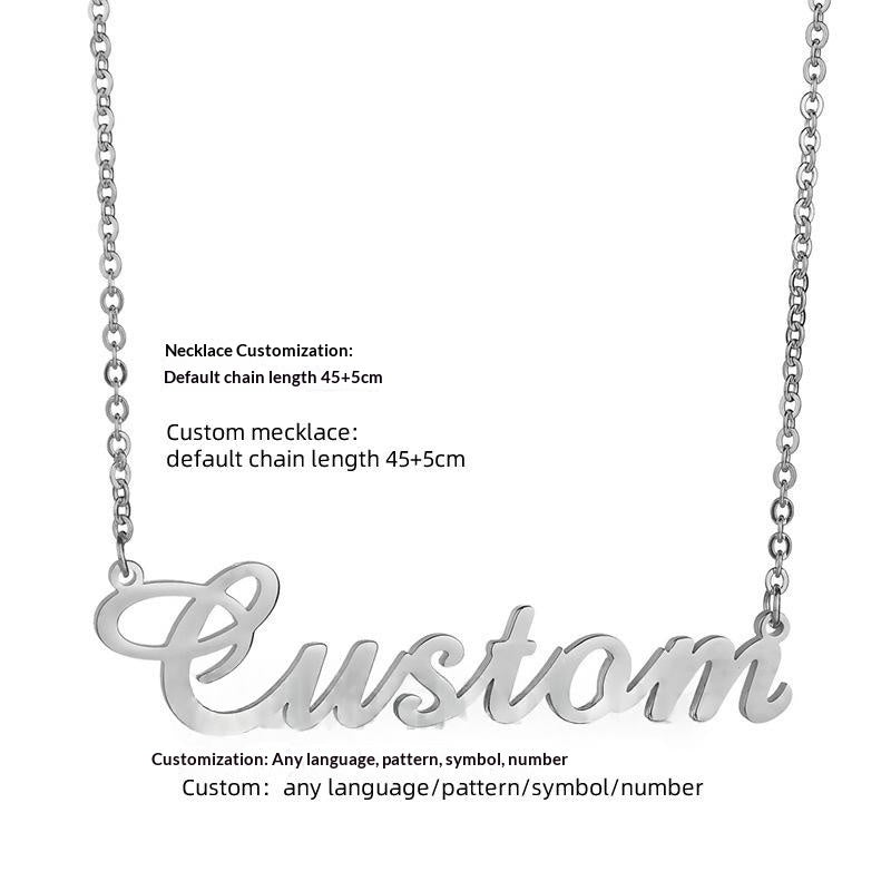 Stainless Steel Name Necklace Electroplated With Real Gold In English