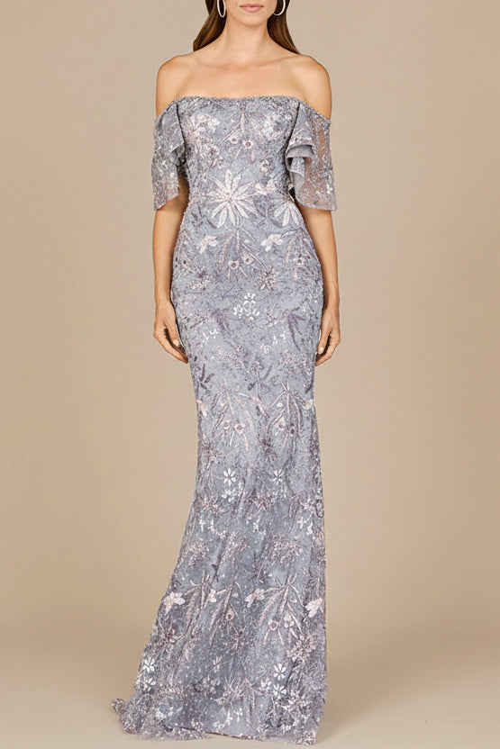 Robe de soirée élégante ornée d'épaules dénudées