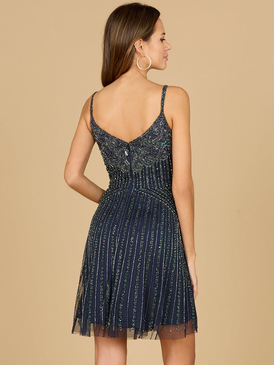 Spaghettiträger-V-Ausschnitt-Kleid