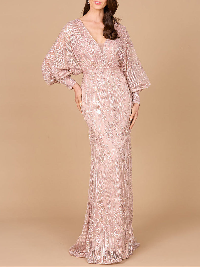 Maxikleid aus Spitze mit weiten Bischofsärmeln