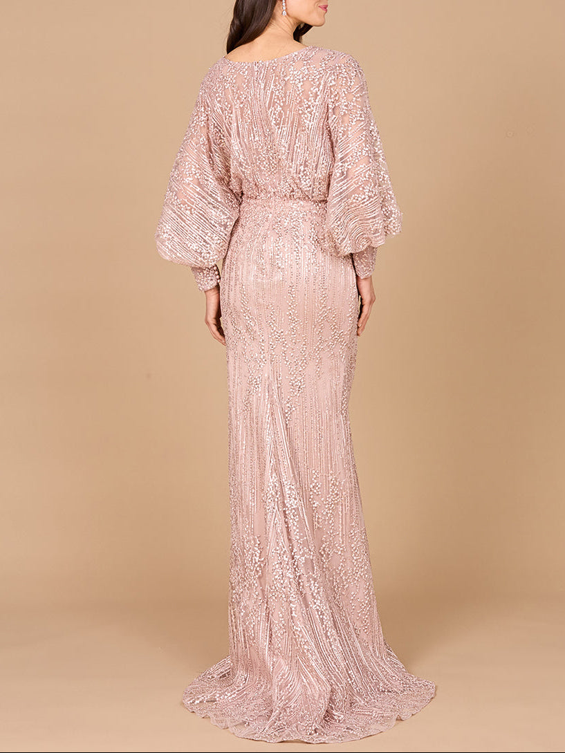 Maxikleid aus Spitze mit weiten Bischofsärmeln