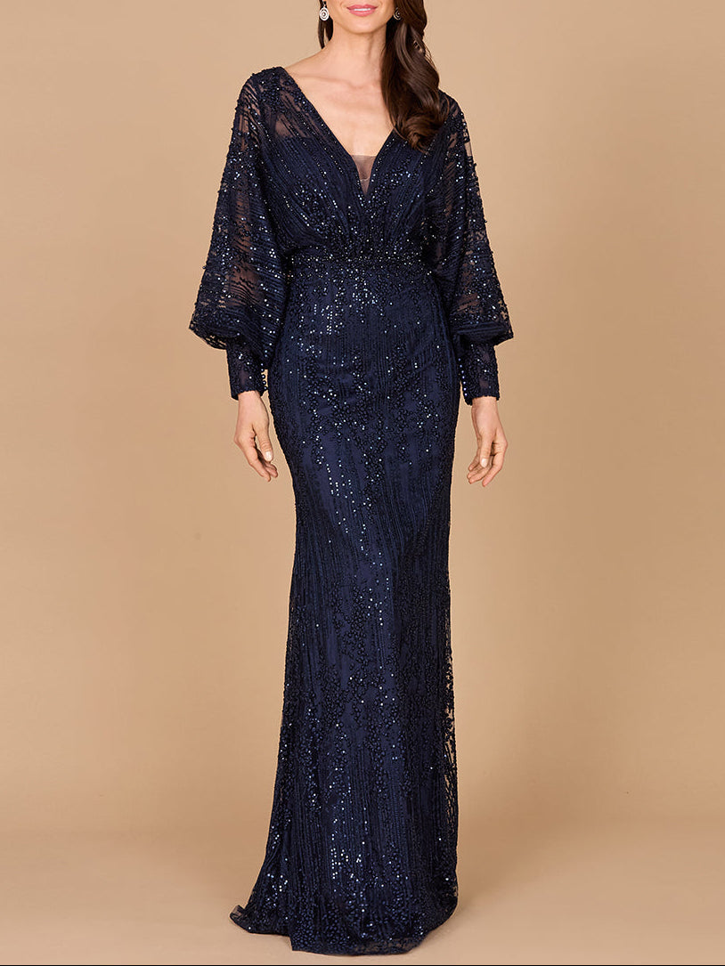 Maxikleid aus Spitze mit weiten Bischofsärmeln