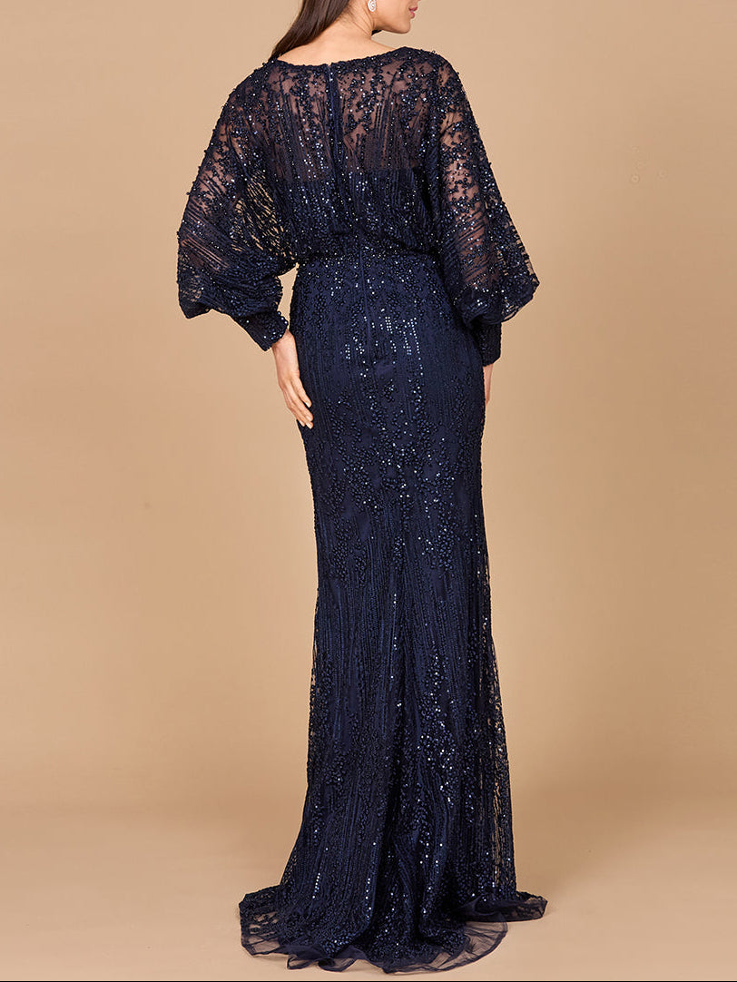 Maxikleid aus Spitze mit weiten Bischofsärmeln