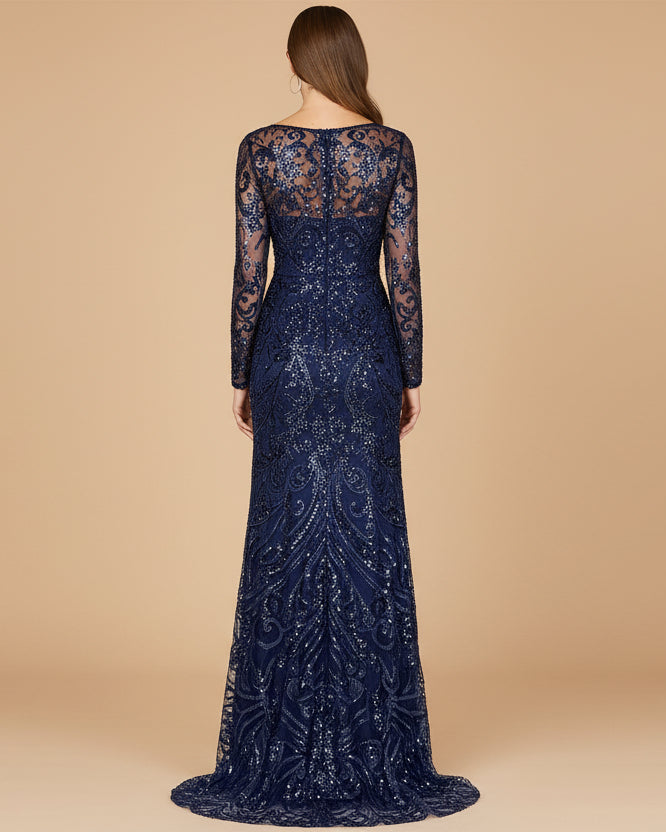 Long Sleeve Lace Gown | 29050