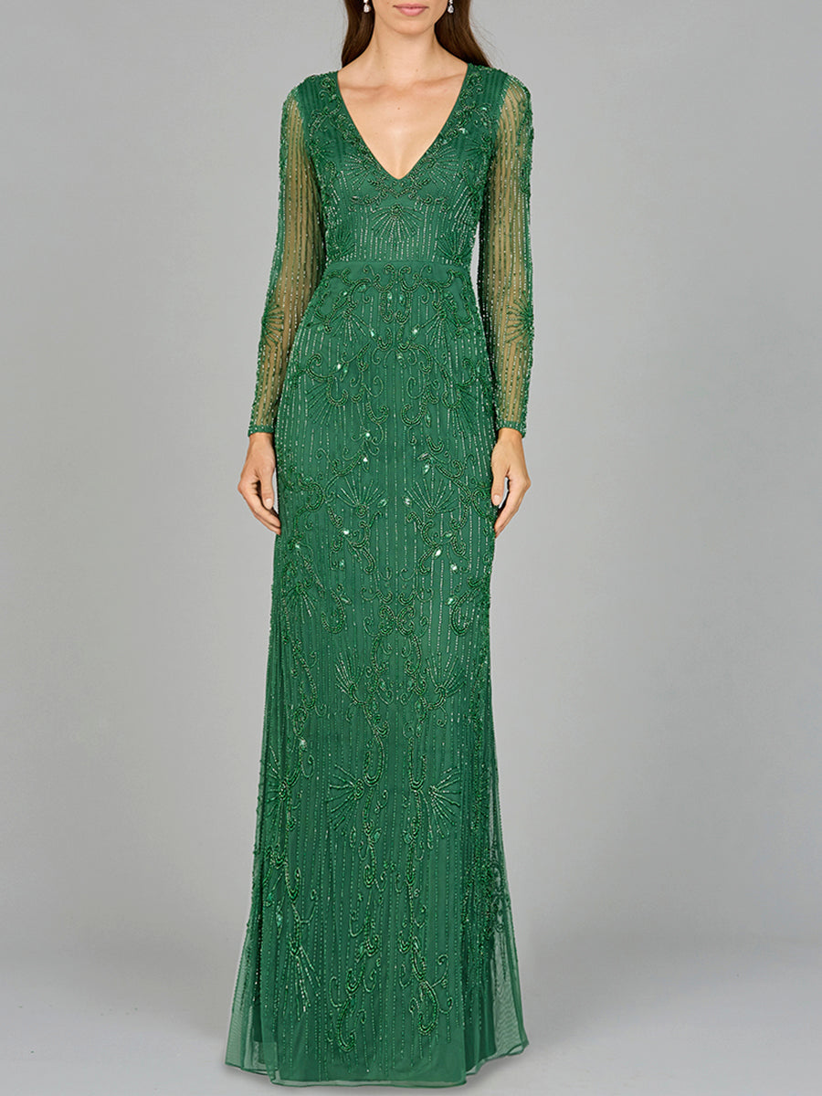 Elegantes, langärmliges Perlenkleid - OUTLET