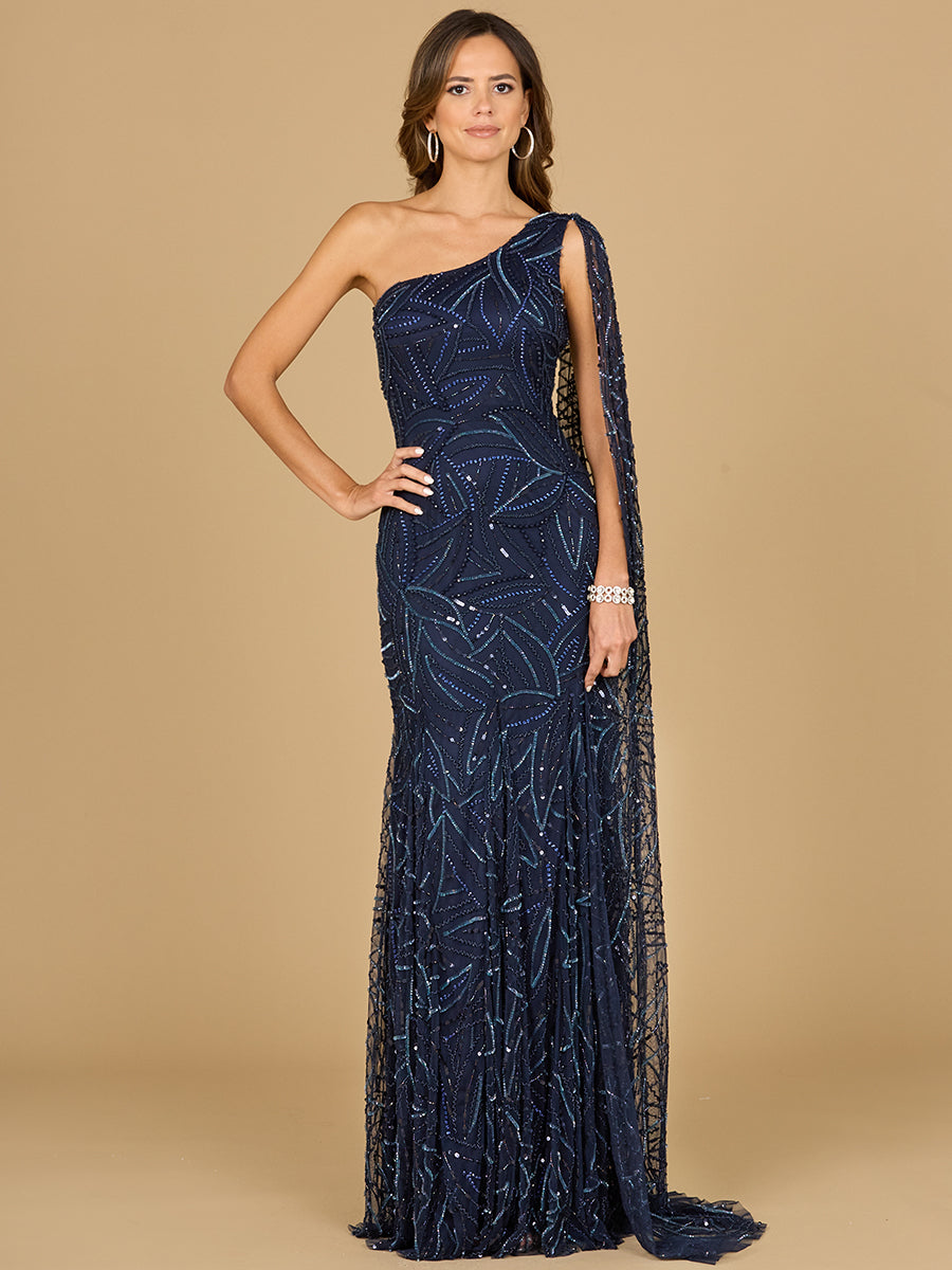 Robe longue asymétrique avec cape