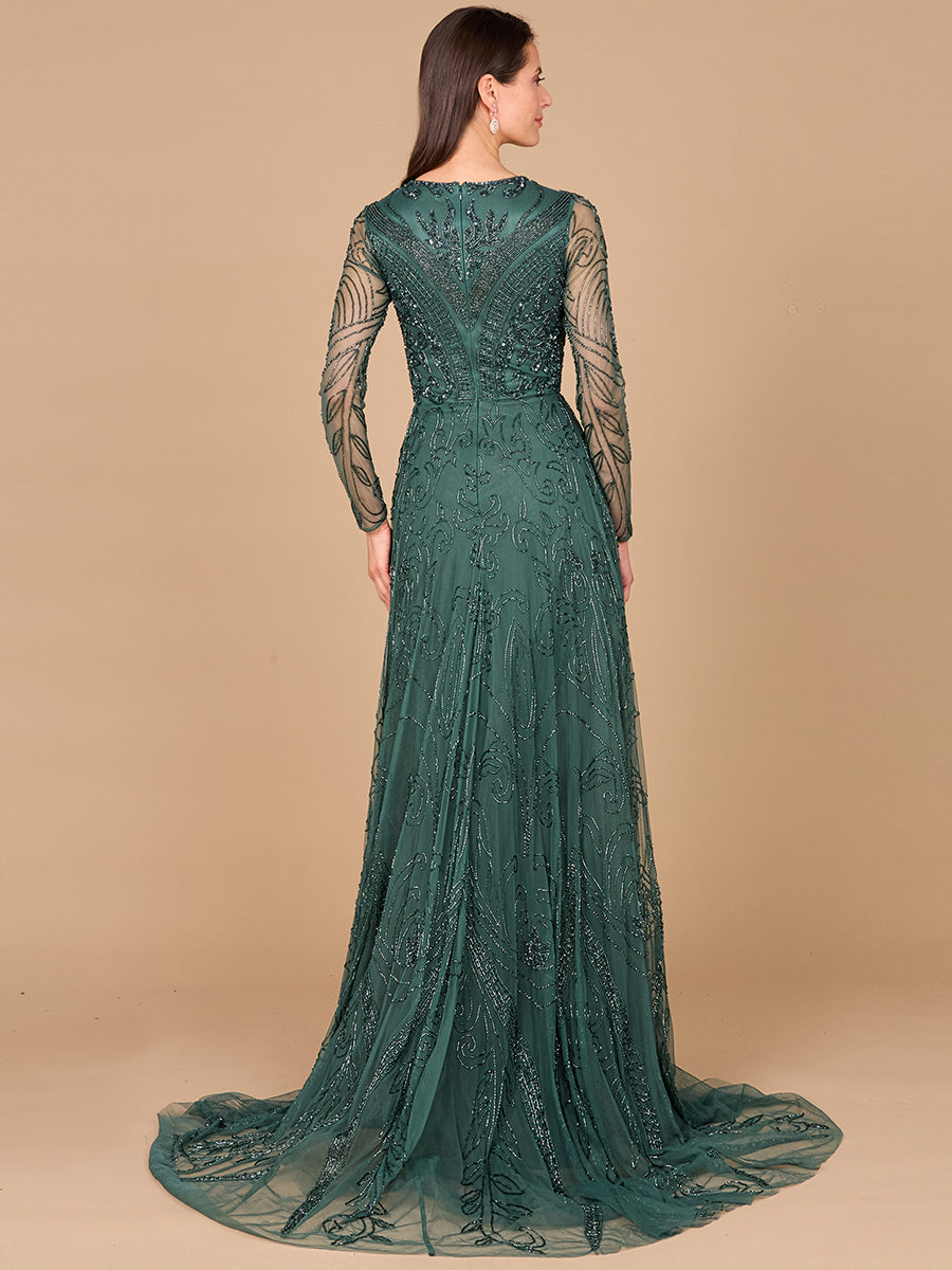 A-line Beaded Dress with Sleeves