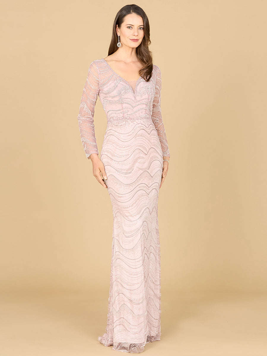 Langärmliges, figurbetontes Spitzenkleid