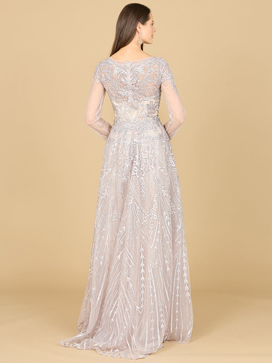 Langärmeliges hochgeschlossenes Abendkleid