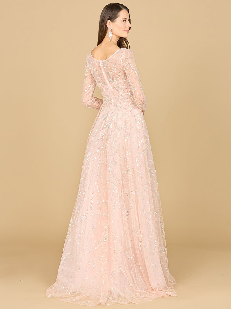 Langärmeliges Perlen-Spitzenkleid