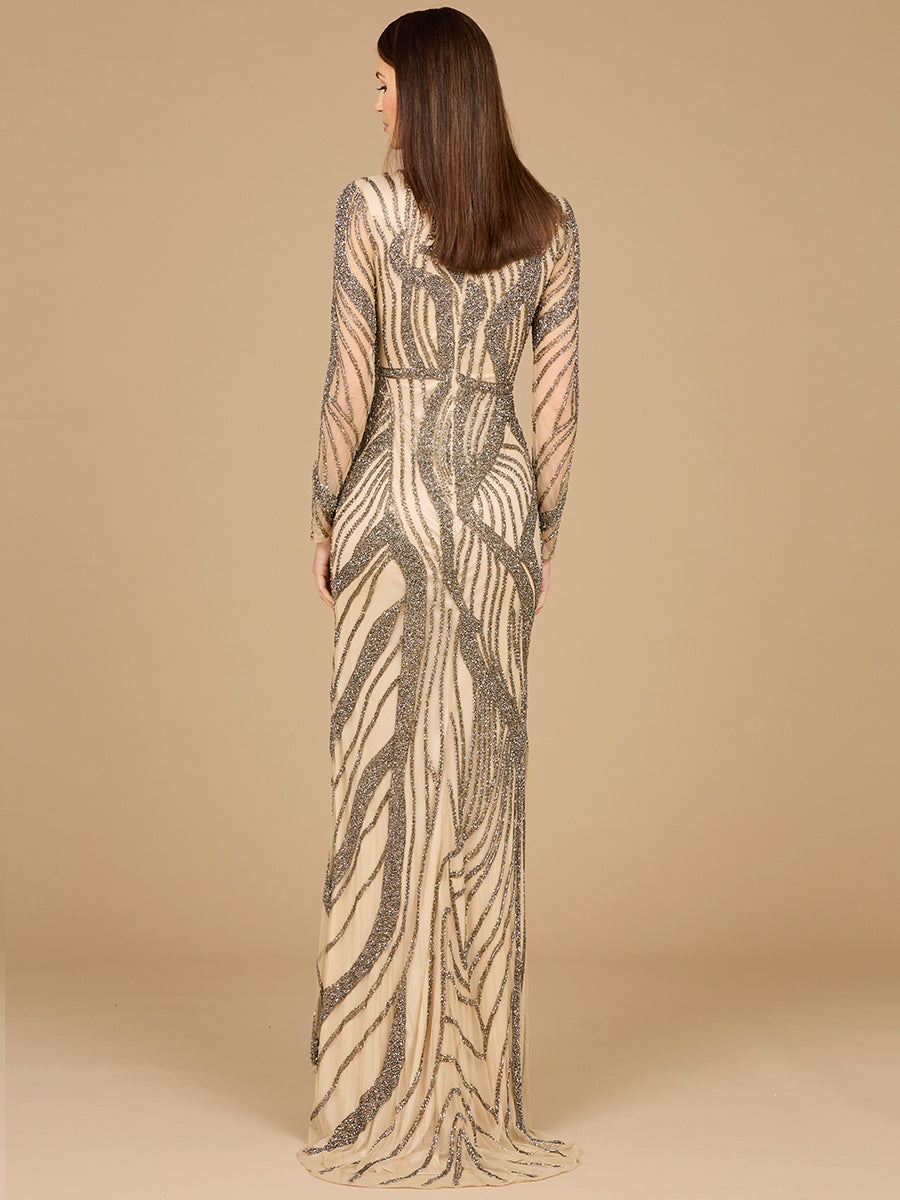 Perlenbesetztes Langarmkleid - OUTLET