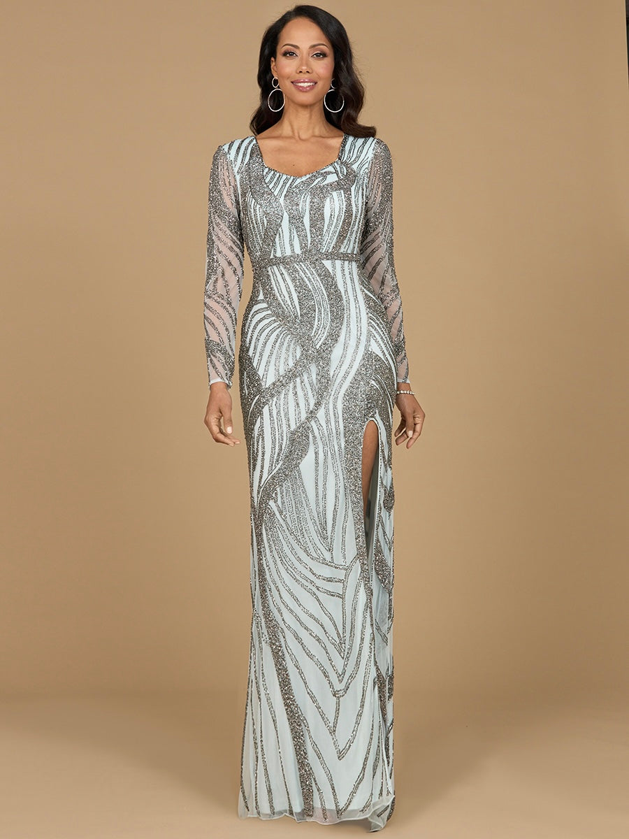 Perlenbesetztes Langarmkleid - OUTLET