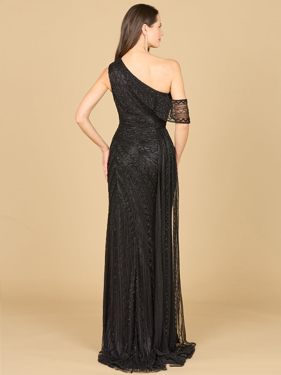 Robe perlée asymétrique avec traîne