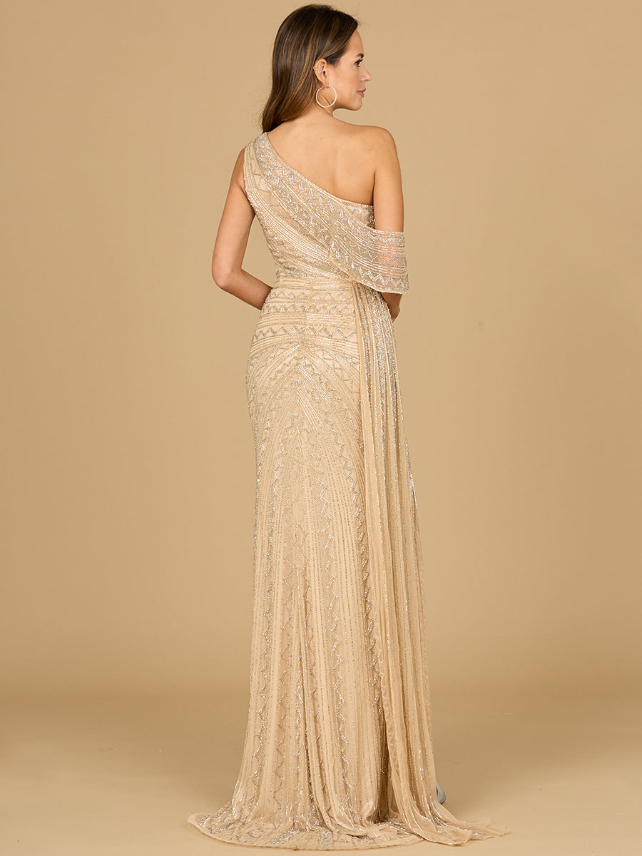 Robe perlée asymétrique avec traîne