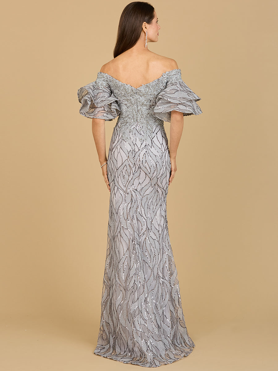 Robe sirène ornée de perles à épaules dénudées Lara New York | Modèle 29190