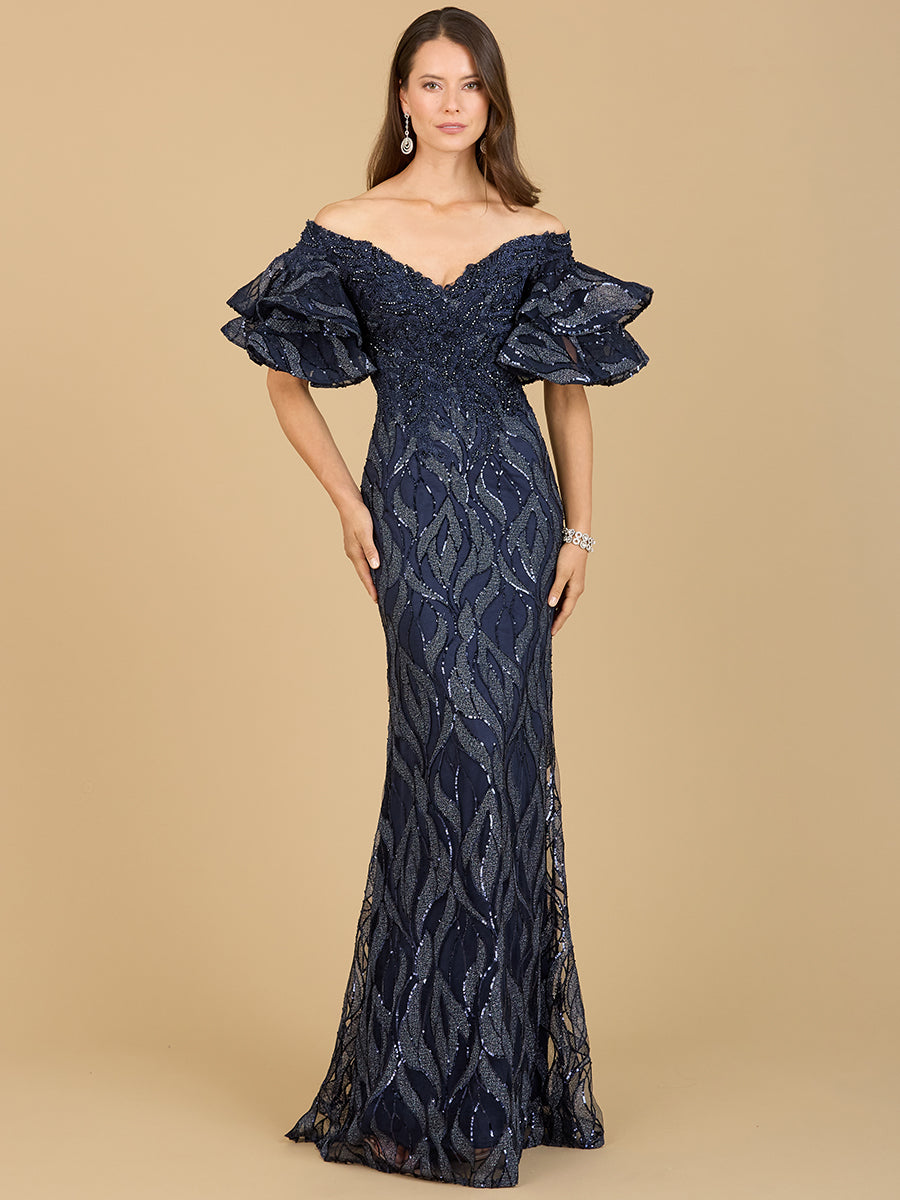 Robe sirène ornée de perles à épaules dénudées Lara New York | Modèle 29190