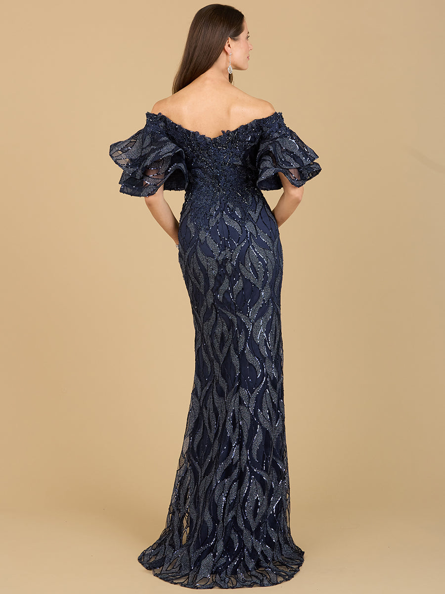 Robe sirène ornée de perles à épaules dénudées Lara New York | Modèle 29190