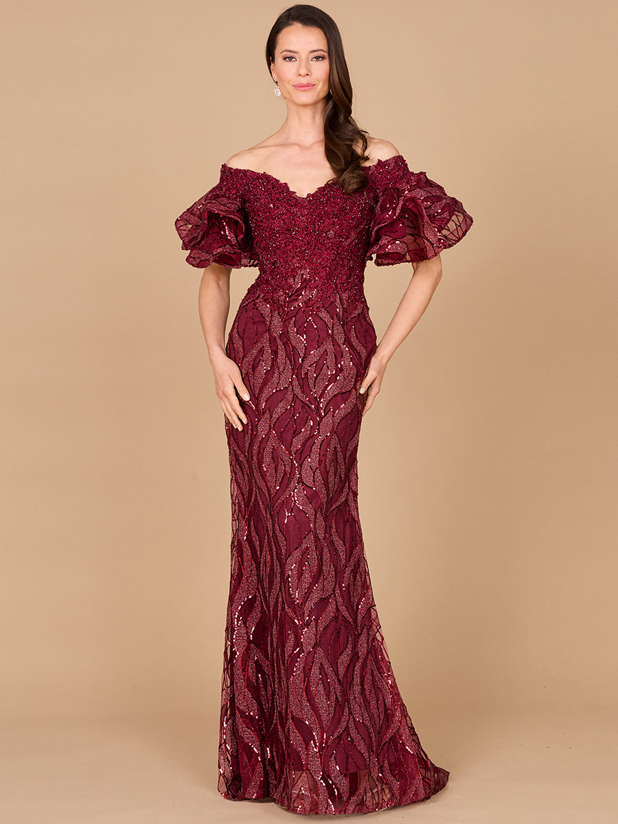 Robe sirène ornée de perles à épaules dénudées Lara New York | Modèle 29190
