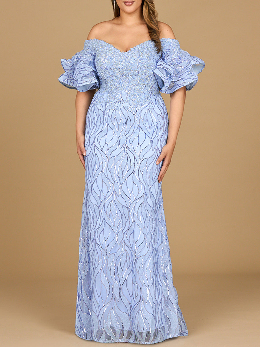 Robe sirène ornée de perles à épaules dénudées Lara New York | Modèle 29190