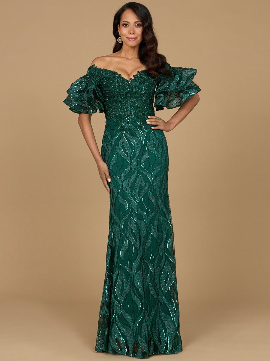 Robe sirène ornée de perles à épaules dénudées Lara New York | Modèle 29190