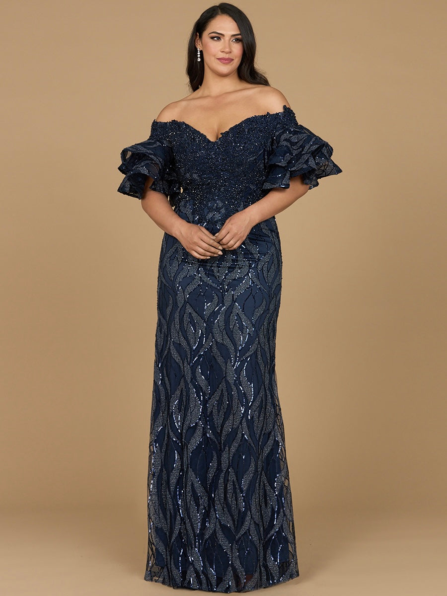 Robe sirène ornée de perles à épaules dénudées Lara New York | Modèle 29190