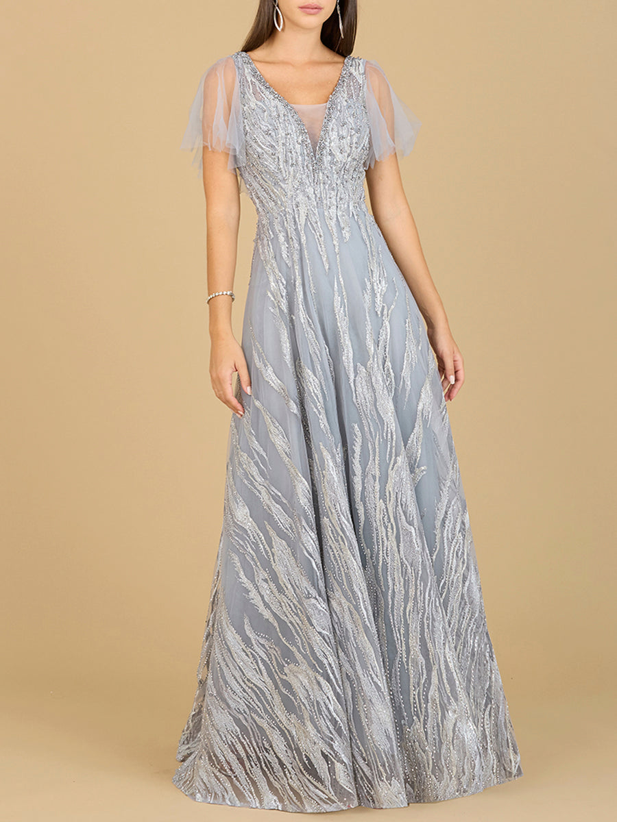 Abendkleid mit Cape-Ärmeln und V-Ausschnitt – OUTLET