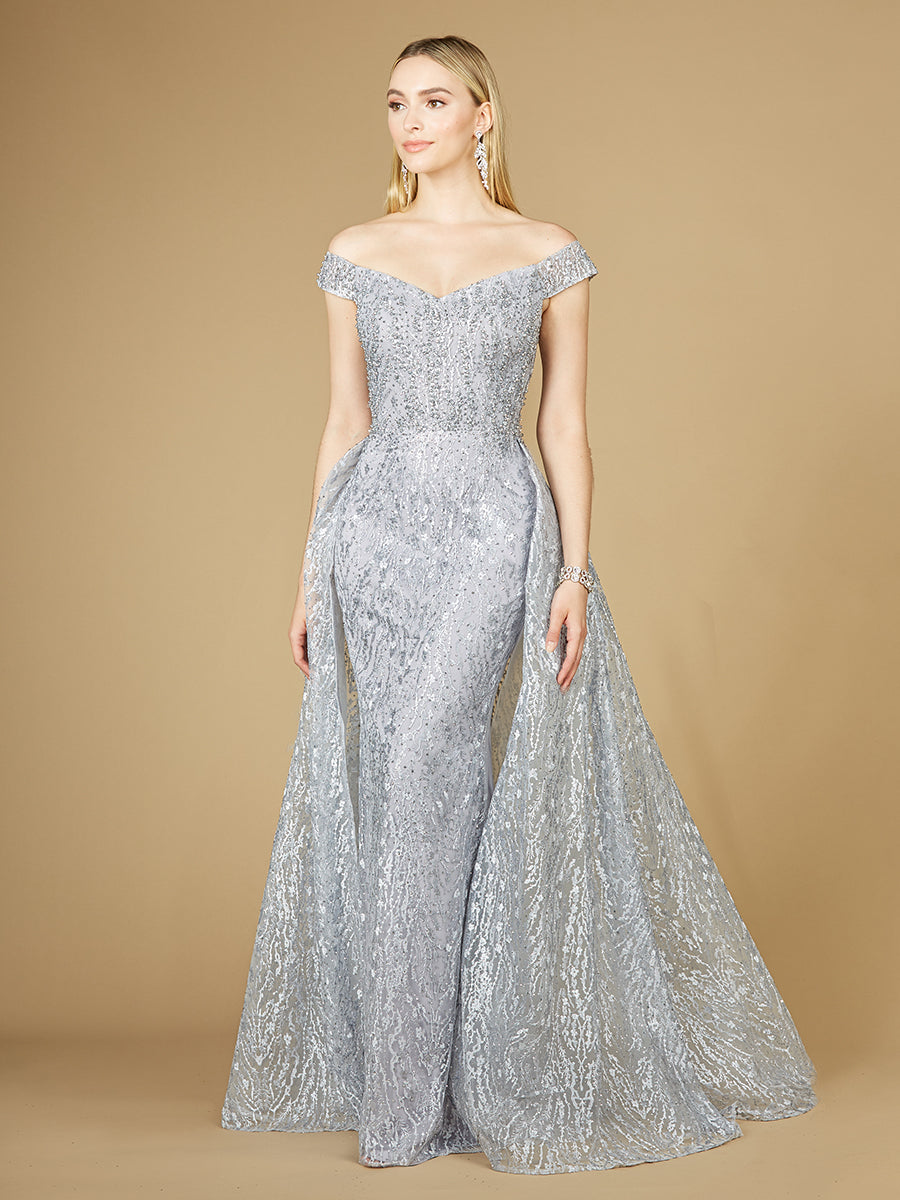 Off-Shoulder-Kleid mit Überrock