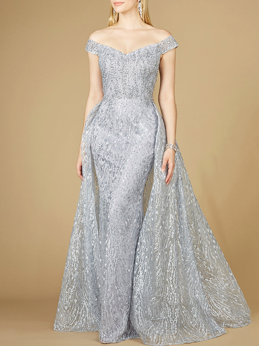 Off-Shoulder-Kleid mit Überrock