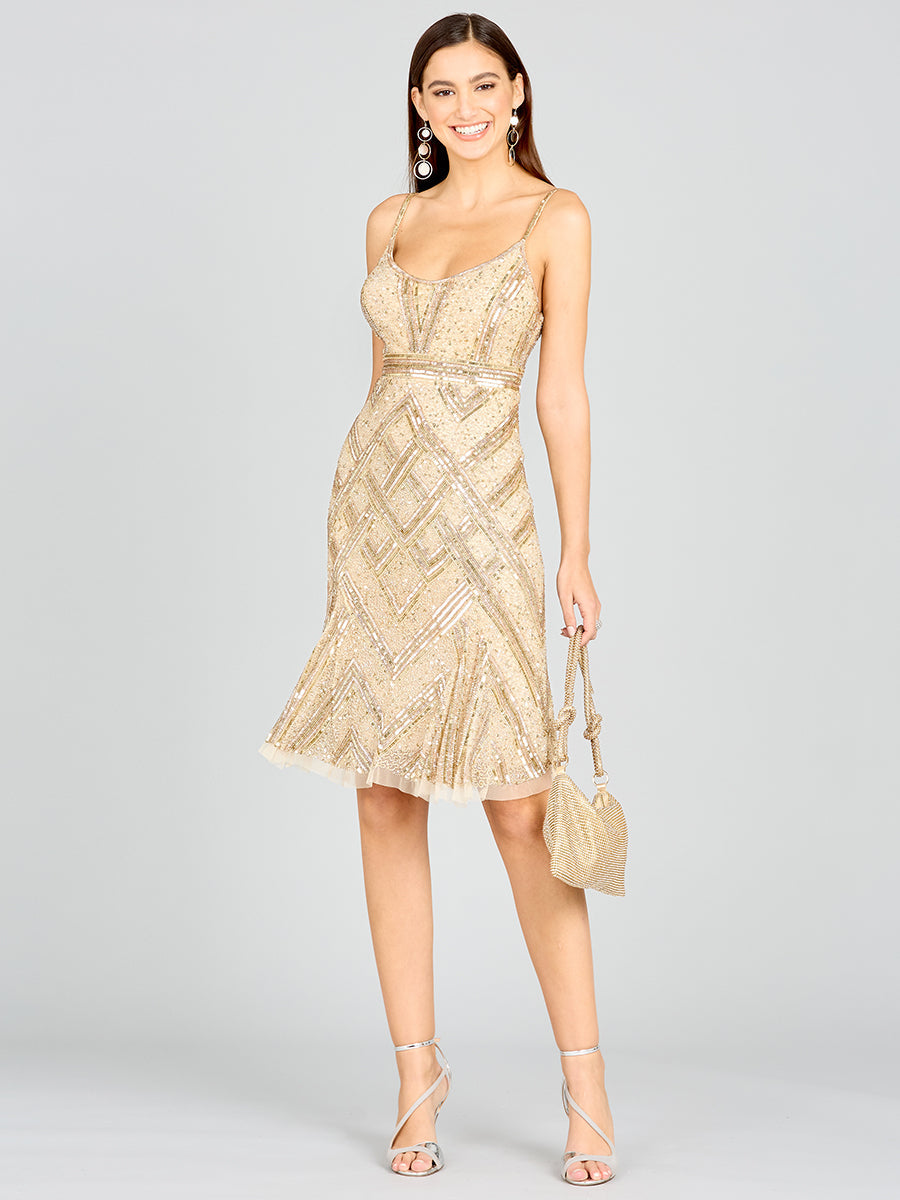 Midikleid mit Perlenstickerei