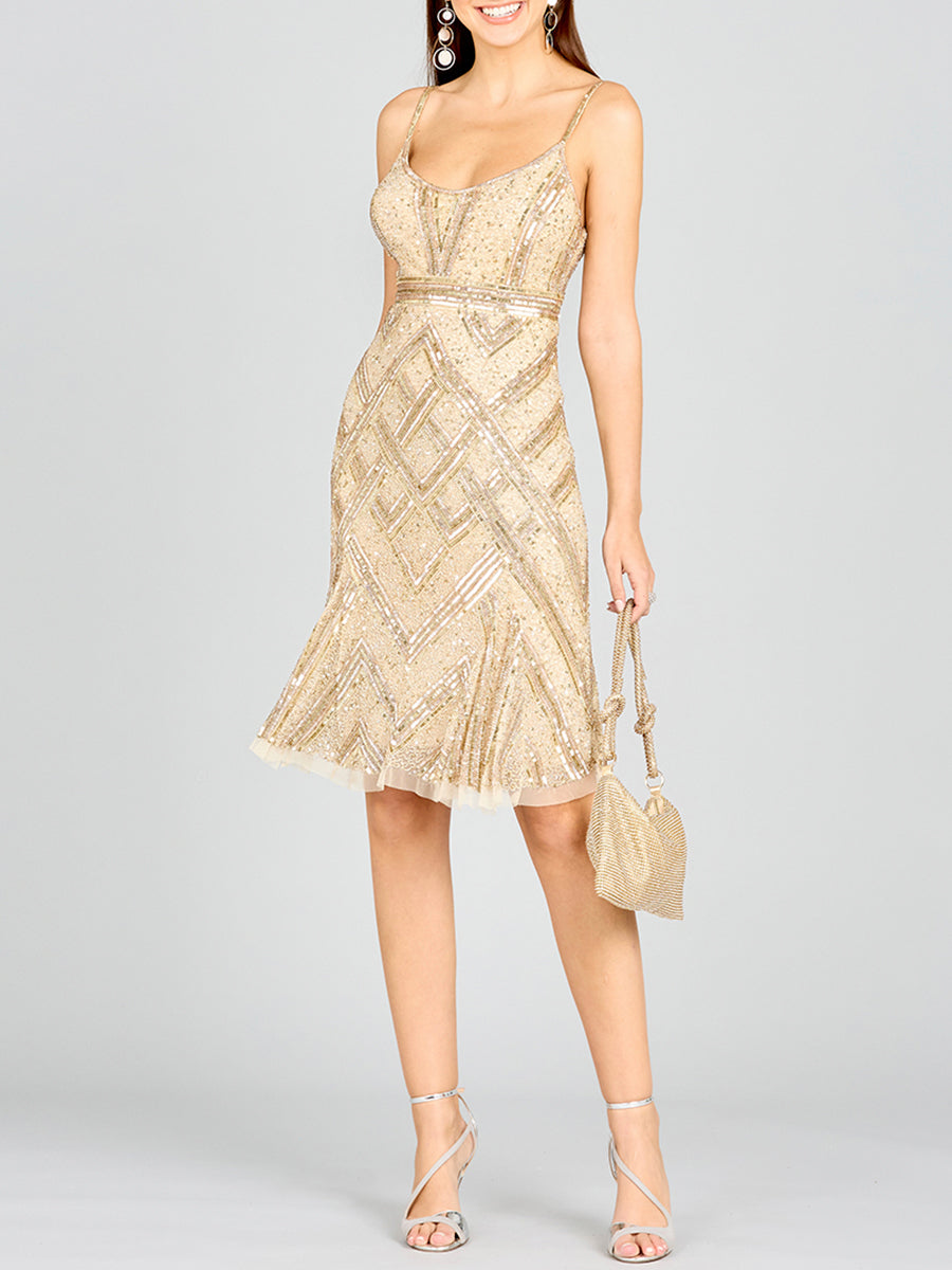 Midikleid mit Perlenstickerei