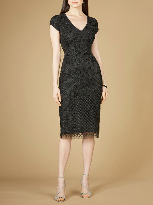 Midi-Abendkleid mit Flügelärmeln - OUTLET