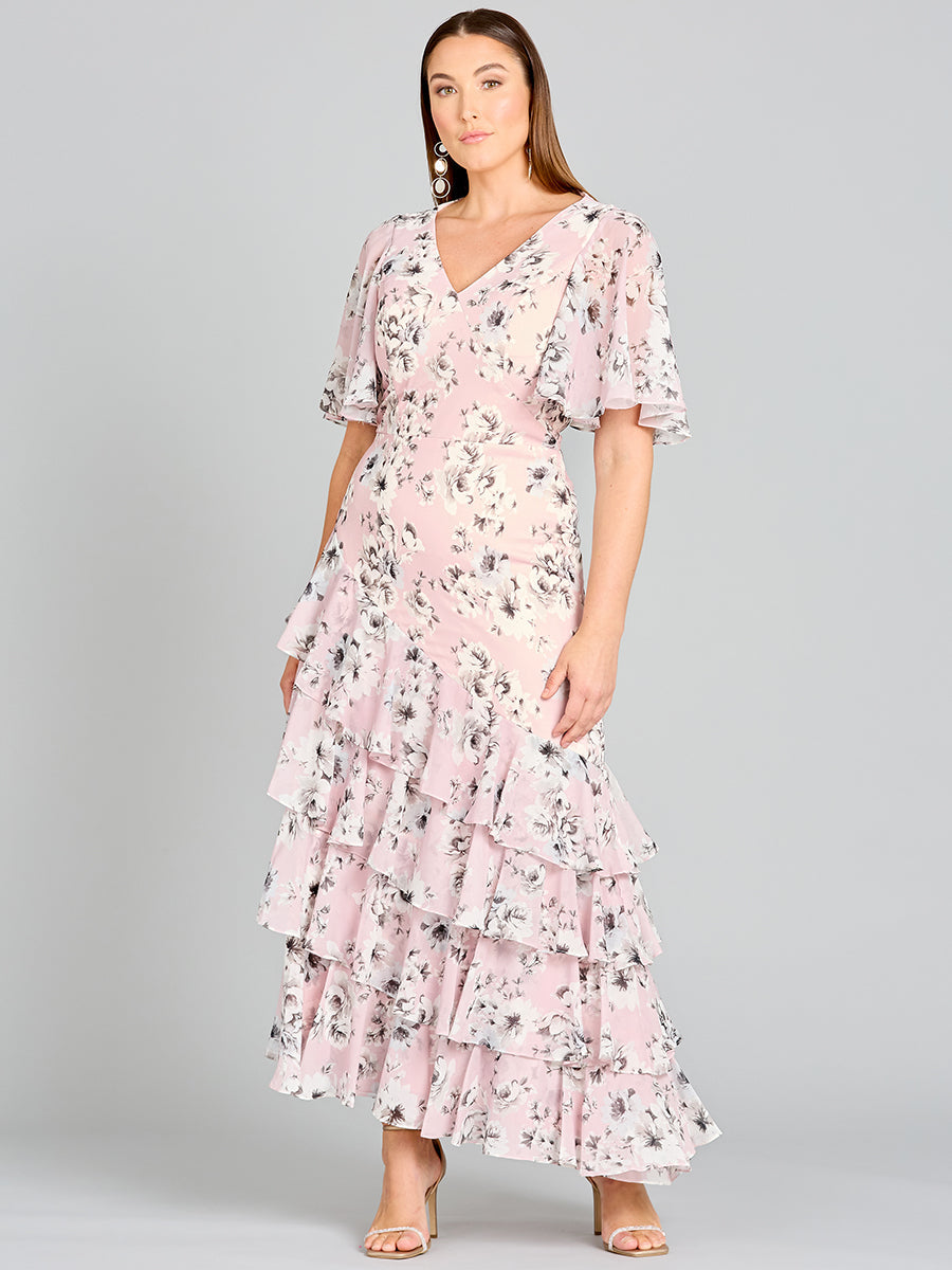 Robe imprimée à manches cape - OUTLET