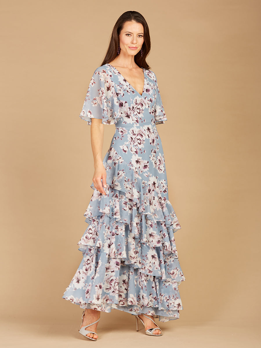 Robe imprimée à manches cape - OUTLET