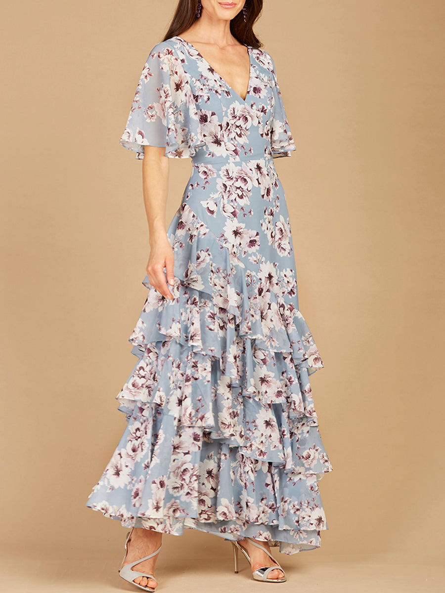 Robe imprimée à manches cape - OUTLET