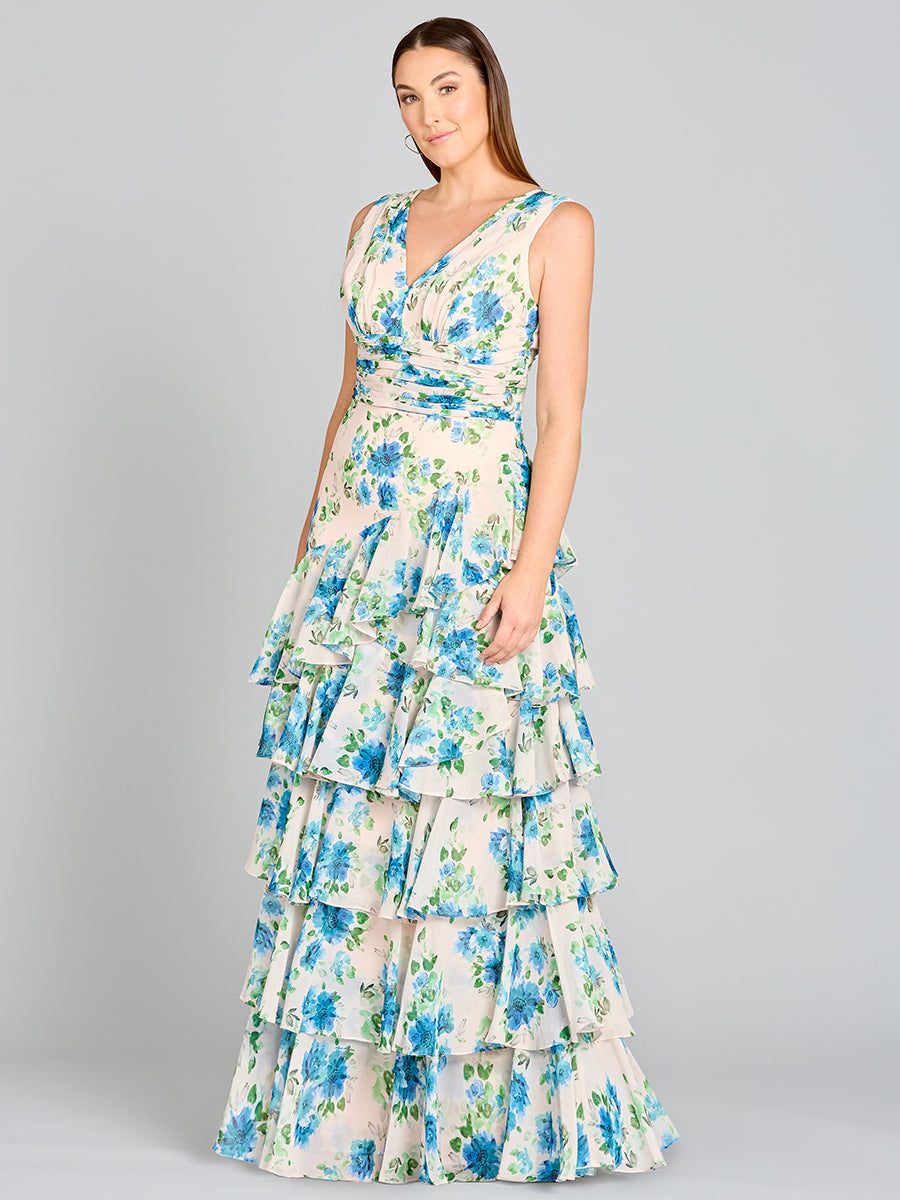Robe imprimée à jupe à volants - OUTLET