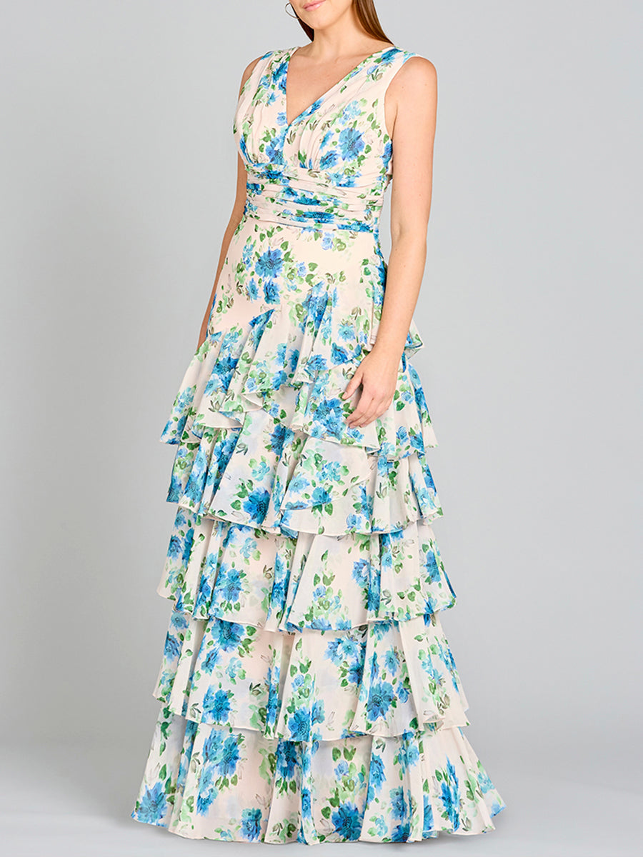 Robe imprimée à jupe à volants - OUTLET