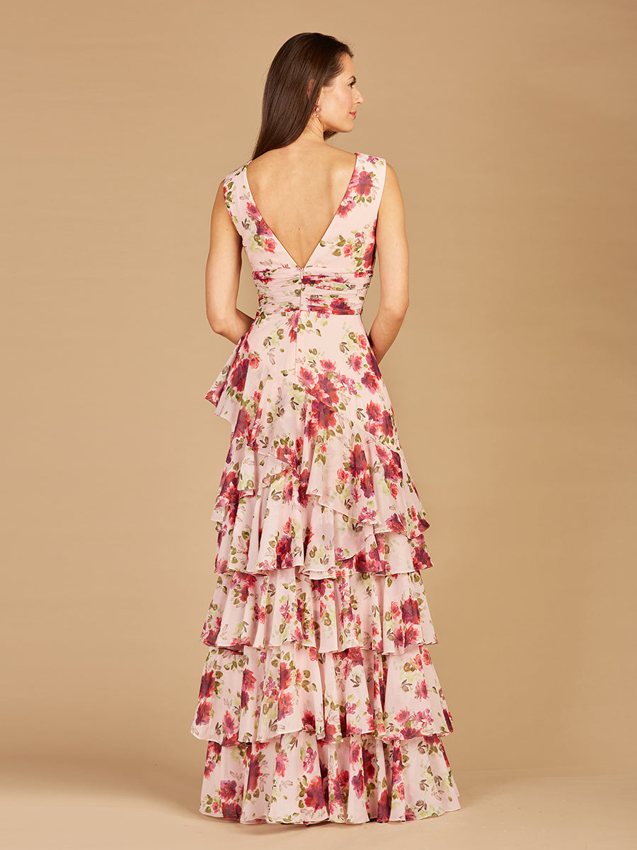Robe imprimée à jupe à volants - OUTLET