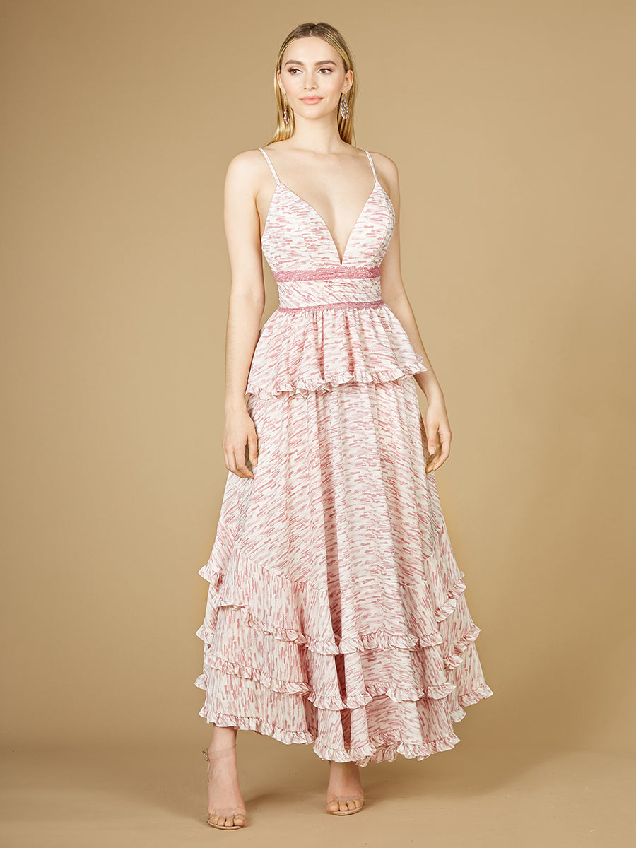 Ausgestelltes V-Ausschnitt-Kleid mit Print OUTLET