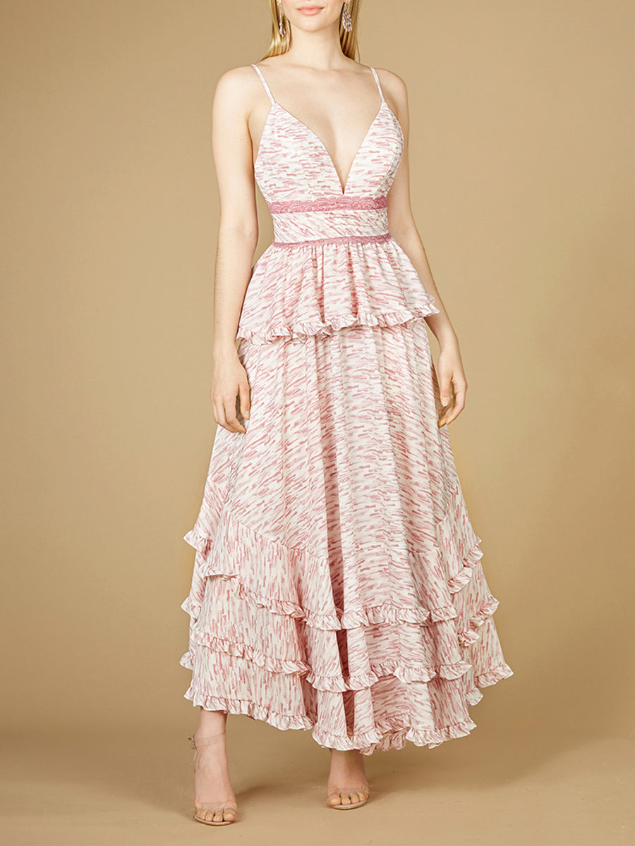 Ausgestelltes V-Ausschnitt-Kleid mit Print OUTLET