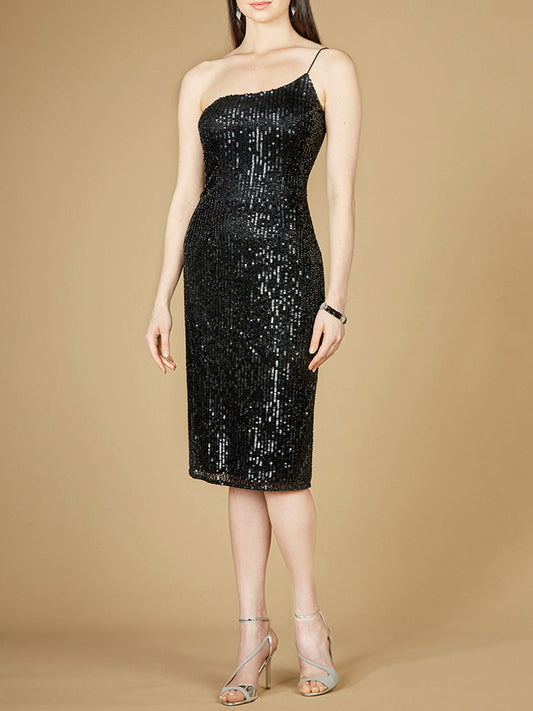 One Shoulder Midi Cocktailkleid - OUTLET